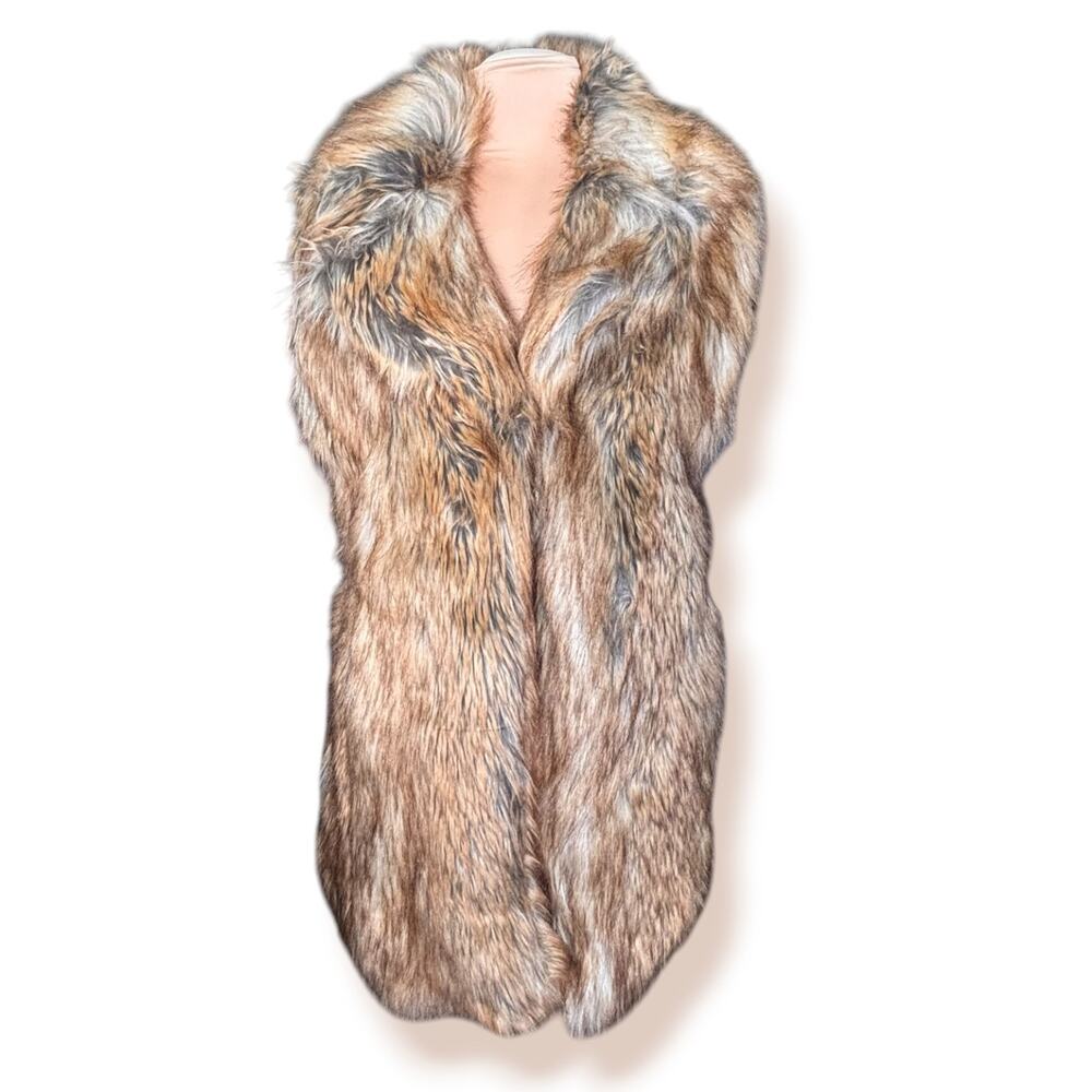 Denim & Supply Ralph Lauren Faux Fur Vest Brown Gray Boho Western Indie Sleaze